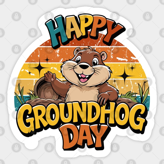 Happy Groundhog Day Sticker by JessArty
